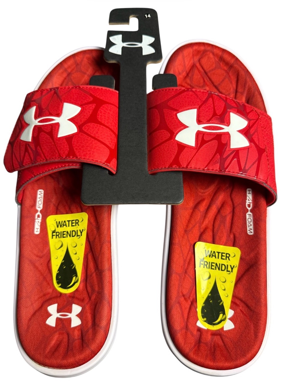 Under Armour Kids Red Adjustable Slide Sandals with White Logo water friendly 14